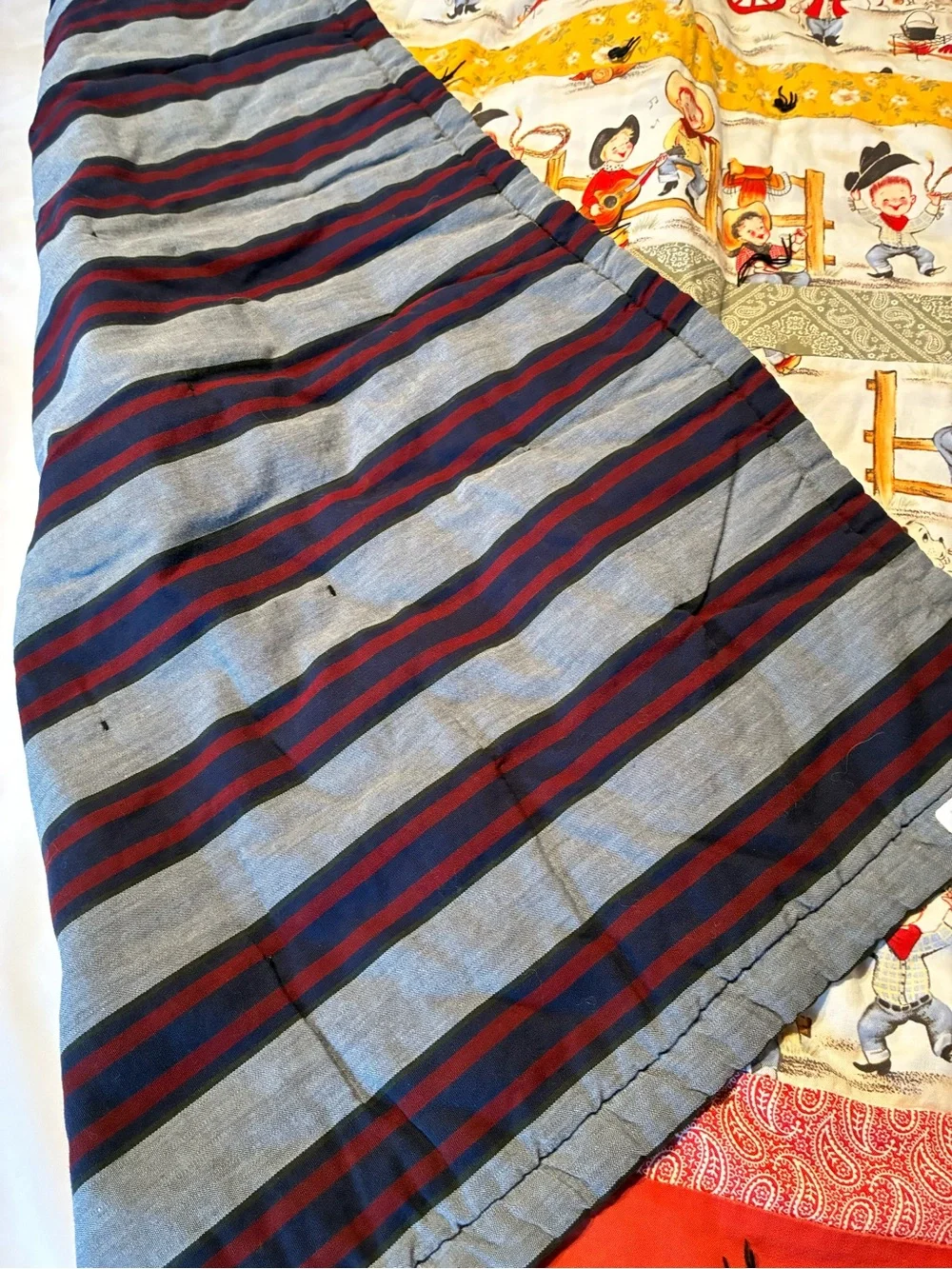 Homemade Quilt 53x65 Western Cowboy Multicolor Reversible